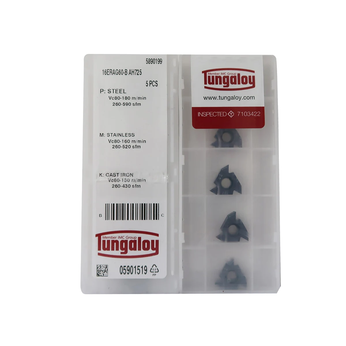 Tungaloy 100% الأصلي 16ER 16ERG60 16ERG55 16ERAG60 16ERAG55 16ER8UN 16ER3 0ISO آلة مخرطة باستخدام الحاسب الآلي وطئ تحول توس إدراج