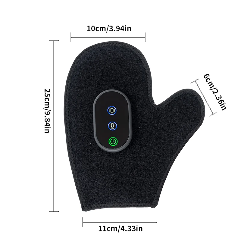 Wearable Hand Massager with Heating and Vibration, USB Rechargeable Glove Design, Adjustable Settings, Home and Office Use