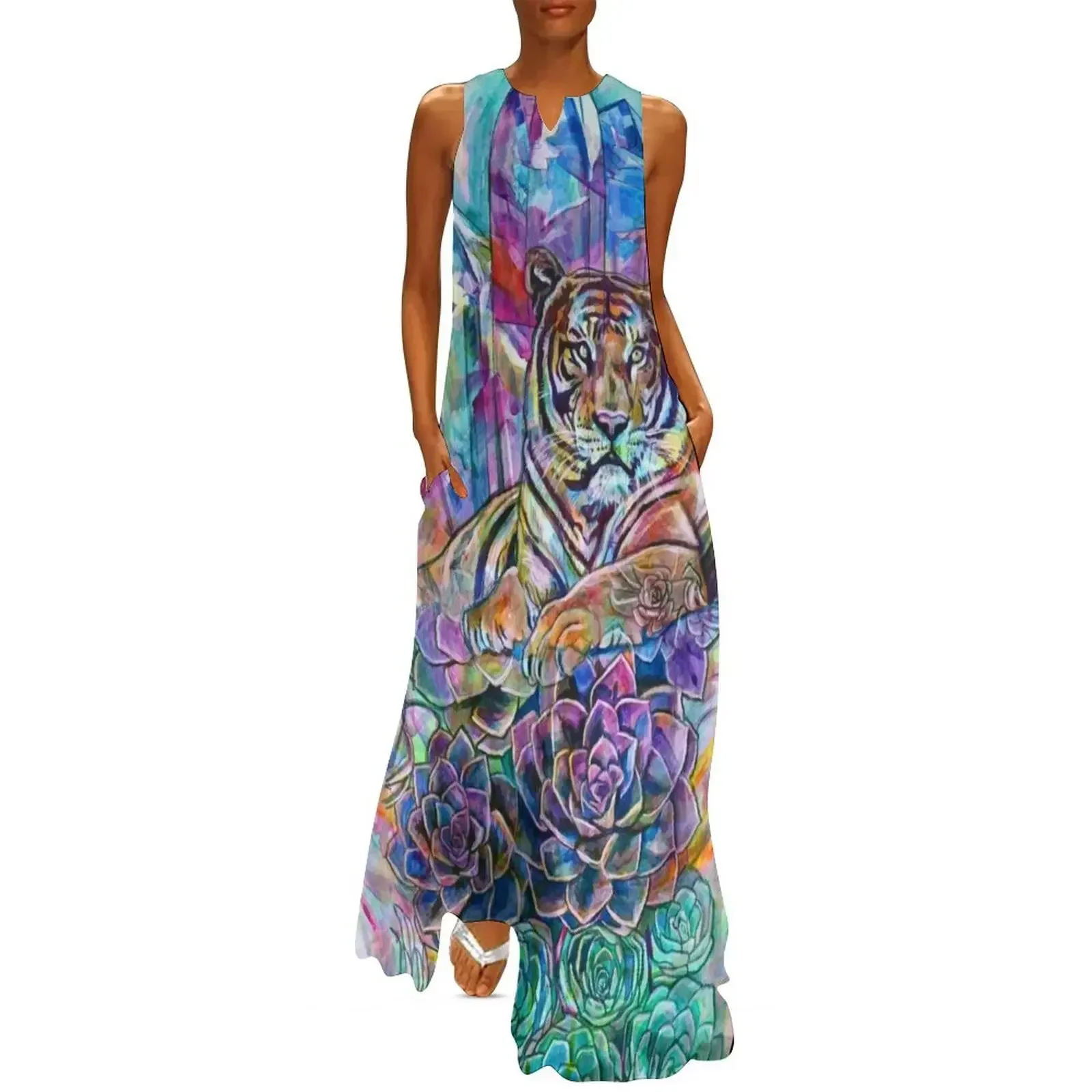 

Mystic Tiger Long Dress Female dress women evening dress Woman clothes bandage