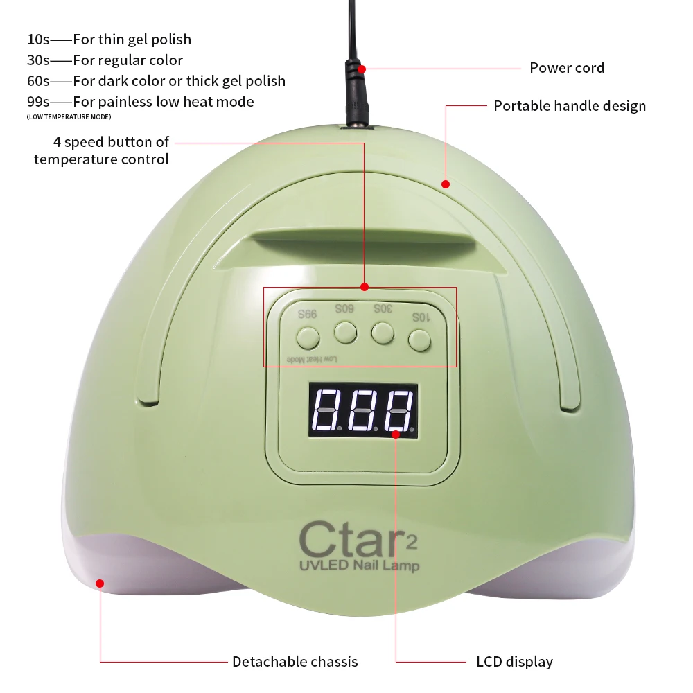 Nagellack-Trockner-Lampe mit 36 LEDs, UV/LED, schnell trocknendes Nagellicht, mit 4 Timer-Modi, LCD-Display für Maniküre, Salon, Acrylgel