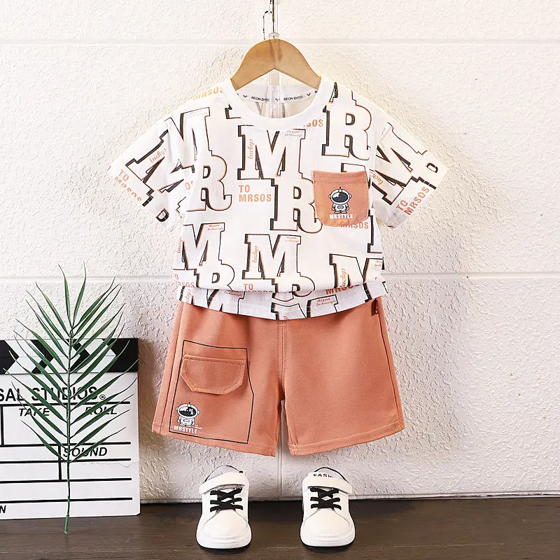 

Children Summer Casual Clothes Suit Kids Boys Girls Full Printe T-Shirt Short Pants 2pcs/sets Kids Infant Toddler Suit 0-5 Years