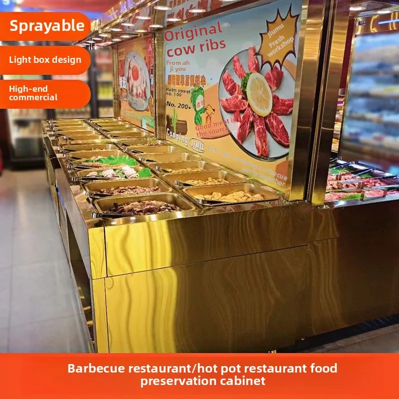 خزانة عرض مزدوجة الحرارة لتبريد الهواء الموفر للطاقة من ساشيمي والسوشي مع التحكم في الرطوبة #6