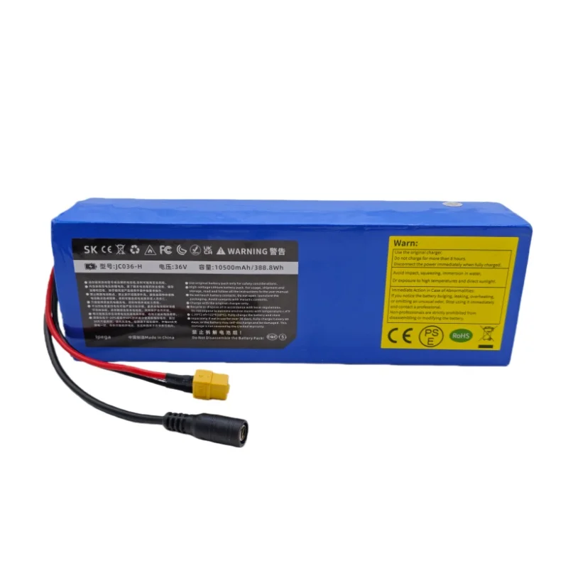 10.5Ah 21700 Lithium Battery Pack 10S2P 36V 5C Power Rechargeable 650W for Electric scooters bicycle motorcycle, SYP T JST XT60