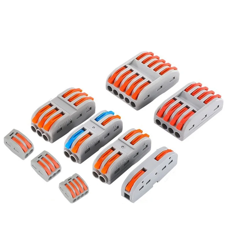 Mini Quick Wire Conductor Connector Universal Compact 1/2/3/4P Splicing Push-inTerminal Block 1 in Multiple out with Fixing Hole