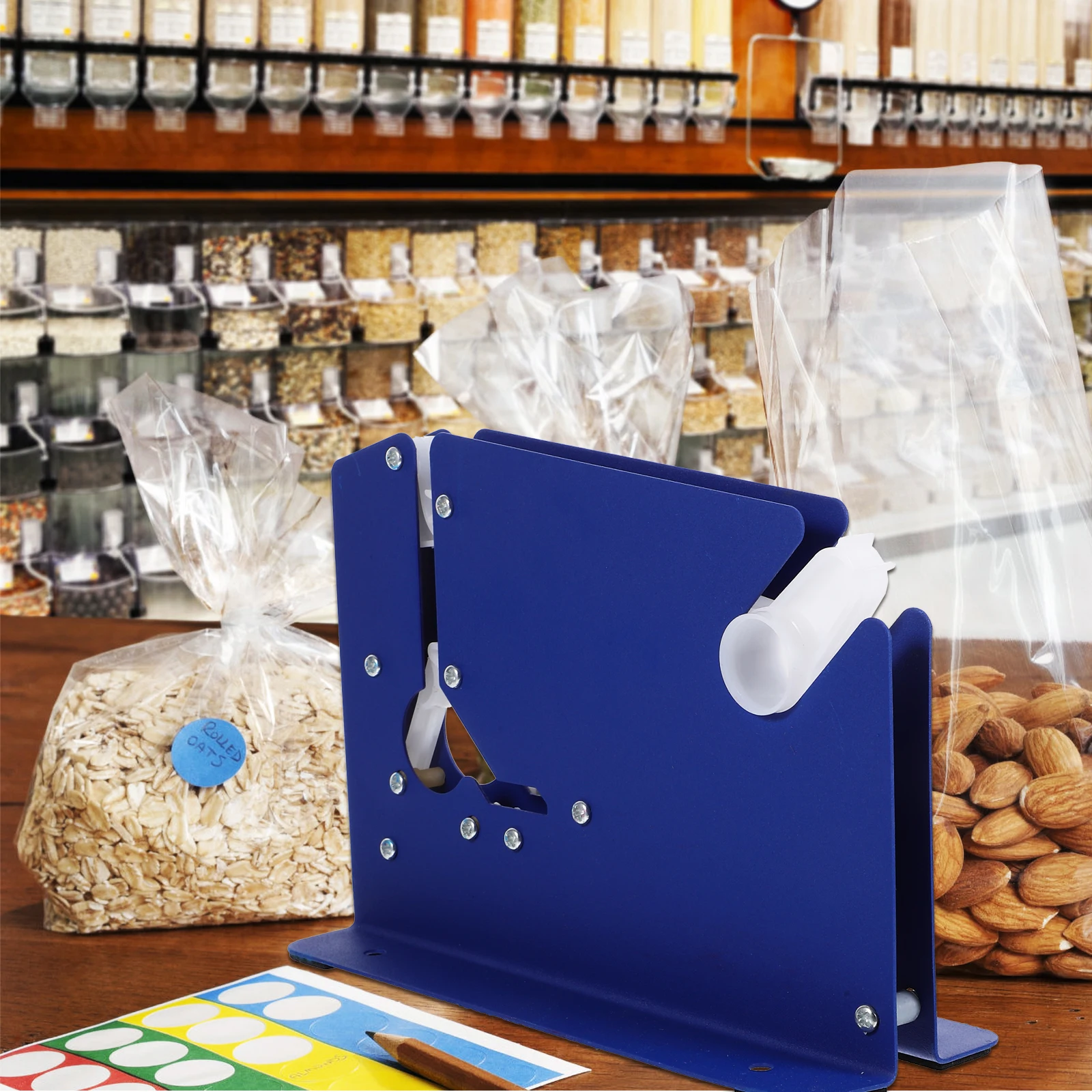 

Tape Steel Bag Taper with Trimmer Neck Sealer Dispenser Cutting Machine Heavy-Duty Adhesive