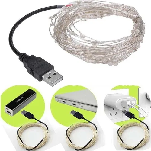 Dekorden With USB Input Fairy Wire LED - 5 Metre image 2