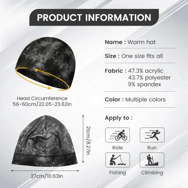 Winter Thermal Fleece Skull Cap Stretch Warm Running Beanie Hat Under Helmet for Men Women Cycling  Sports Hat