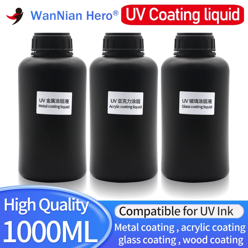 1000ML UV Ink Coating liquid UV Coating Fluid Pretreatment Solution For Flatbed Printer Metal Acrylic Glass Wood Ceramic