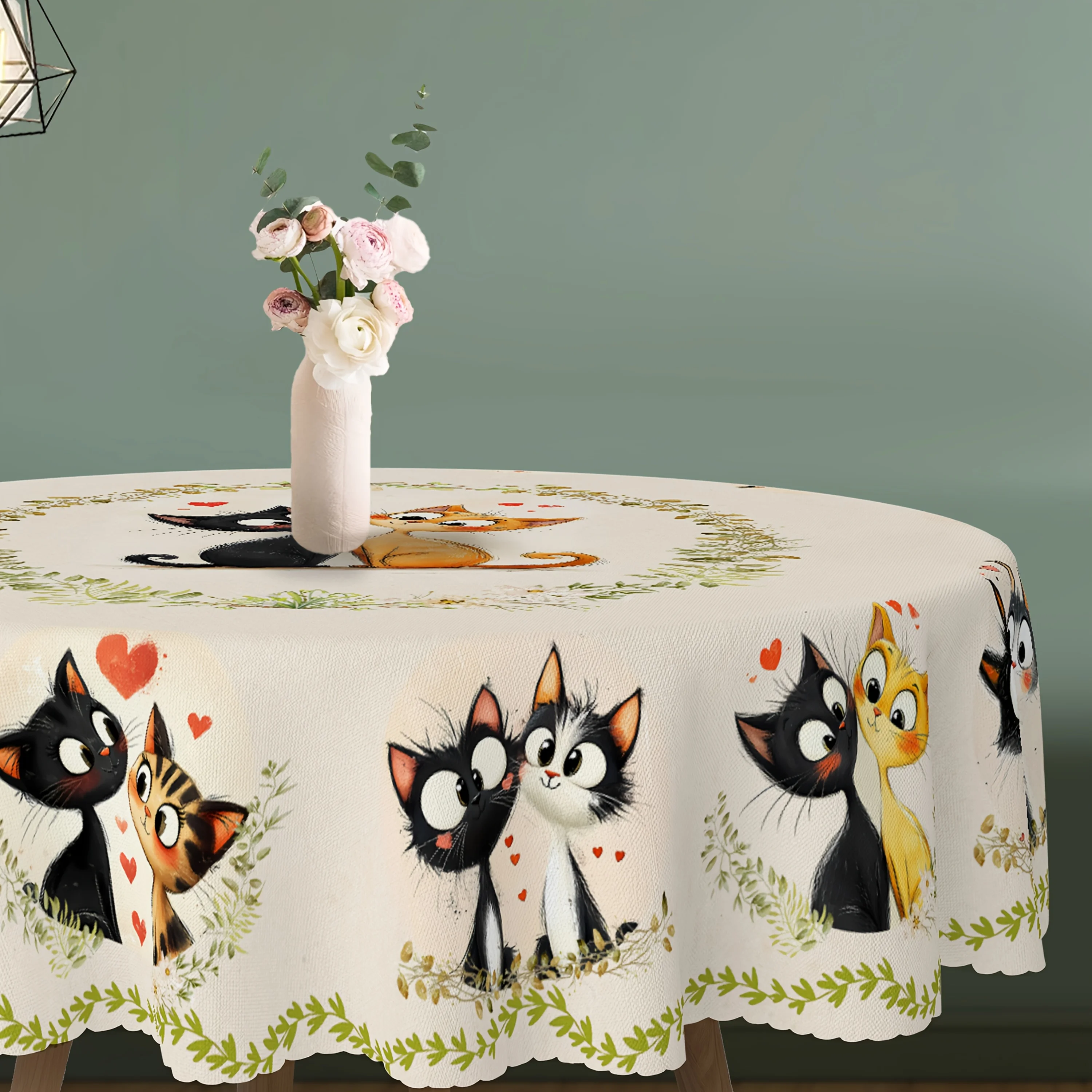 1 piece, a cute cat-themed tablecloth. Two adorable, durable woven polyester fabric, suitable