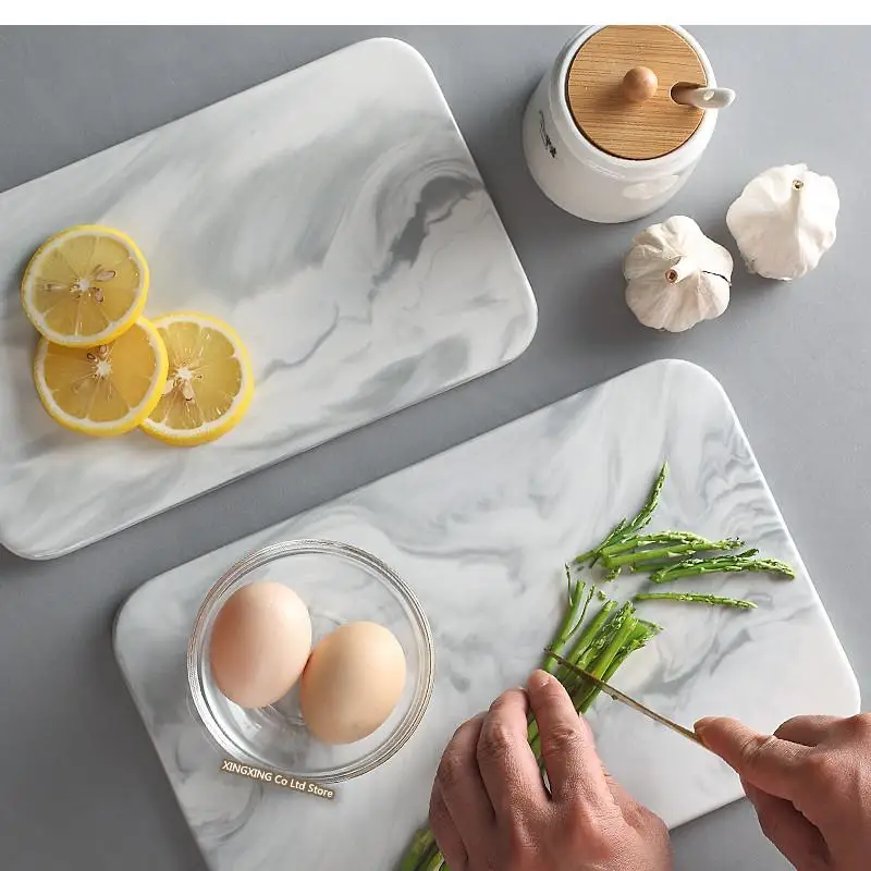 Nordic Marble Cutting Board Dinner Plates Ceramic Tray Golden Plate Set and Dishes Kitchen,Dining & Bar