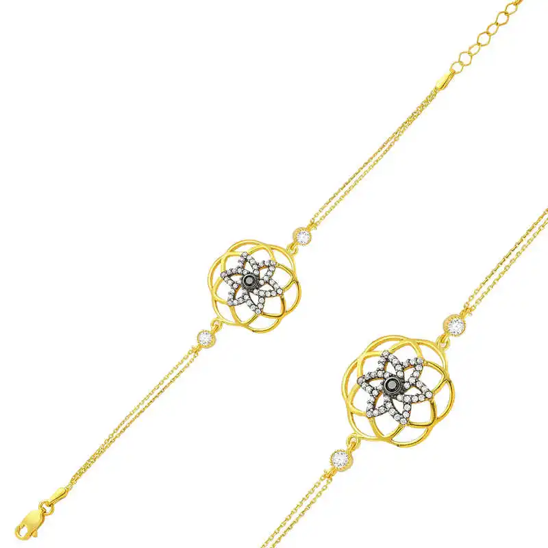 Silver Yellow Flower of Life Women's Bracelet Zircon Stone 925 Sterling Jewelry Wedding Party Birthday Gift - Box -for - Laides - Fashion