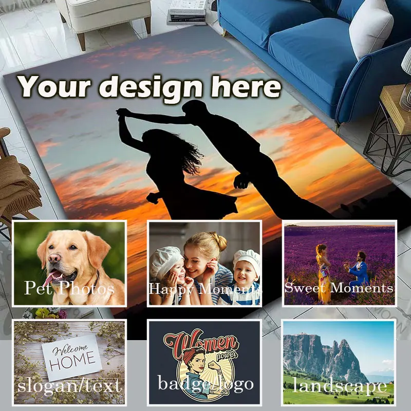 Personalized Custom Pattern Carpet with Your Photo Logo Rugs for Entryways Indoor Outdoor Use Floor Mats Multiple Size Options