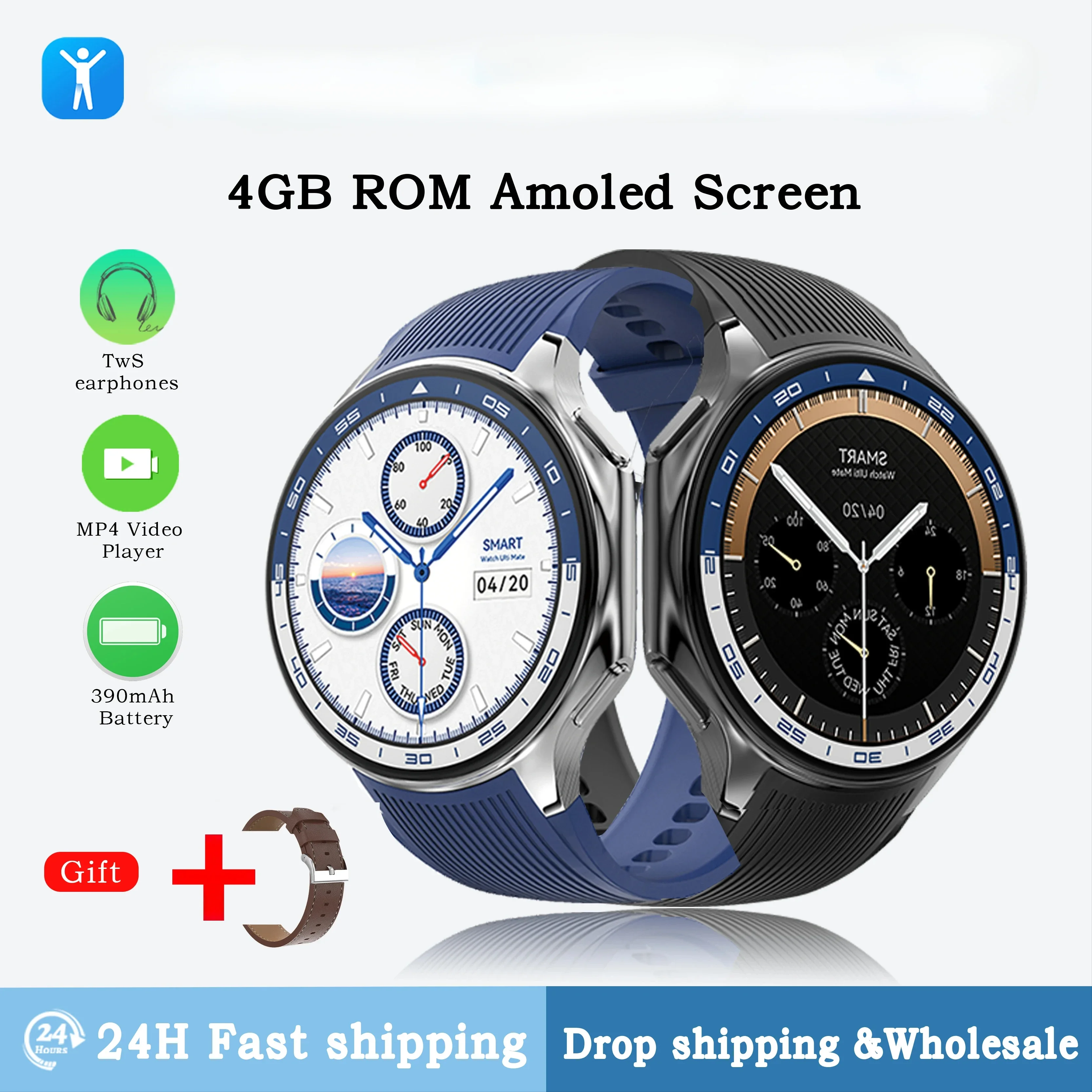 

Смарт-часы Watch X с Amoled экраном 4 ГБ для HUAWEI WATCH GT 4, видеоплеер, локальный альбом, U-диск, умные часы для мужчин