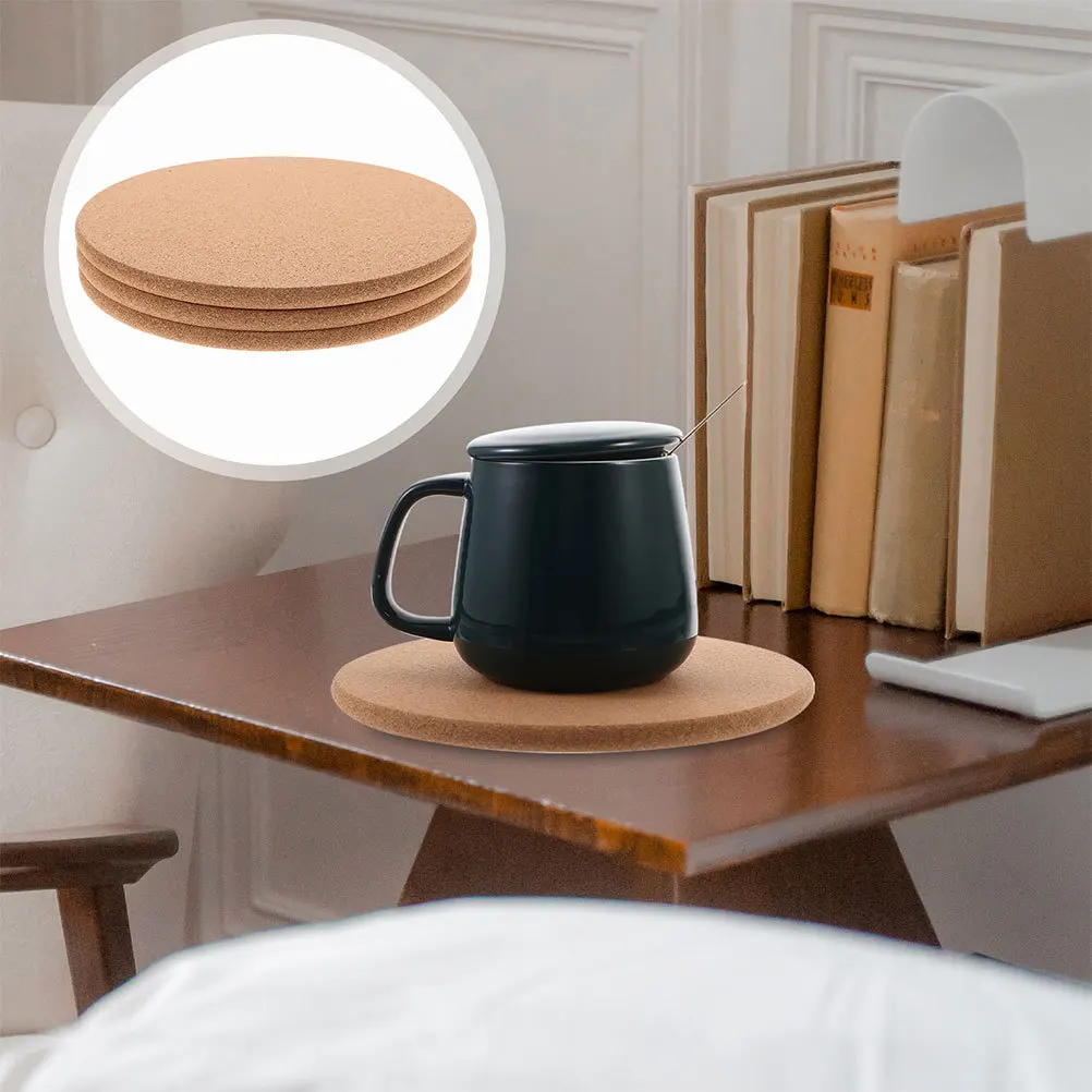 

20Pcs Round Cork Coasters Wear Resistant Natural Insulated Mats Heat Resistant for Kitchen Hot Plates Pots Table