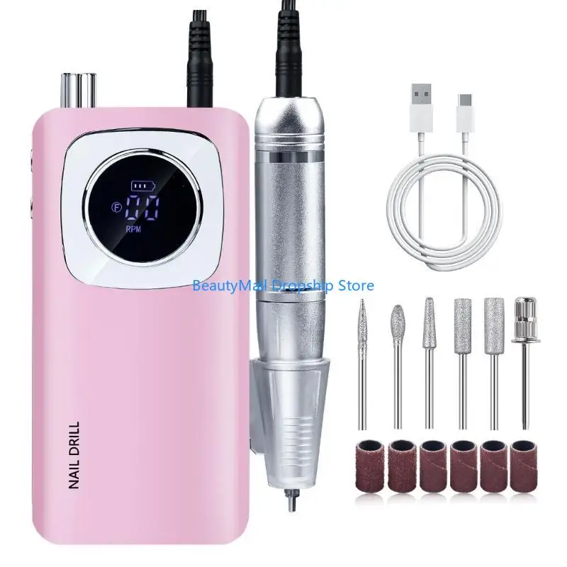 40JD電気ネイルドリルマシンセット45000rpmネイルドリルドリルビット低ノイズ充電式ネイルファイルマシンを使いやすい