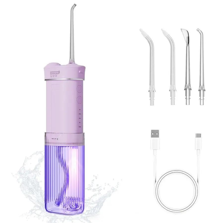 

EcoFriendly Water Flosser 225ML LongLasting Endurance Travel Oral Irrigator for Gum Care Implants Braces Pink
