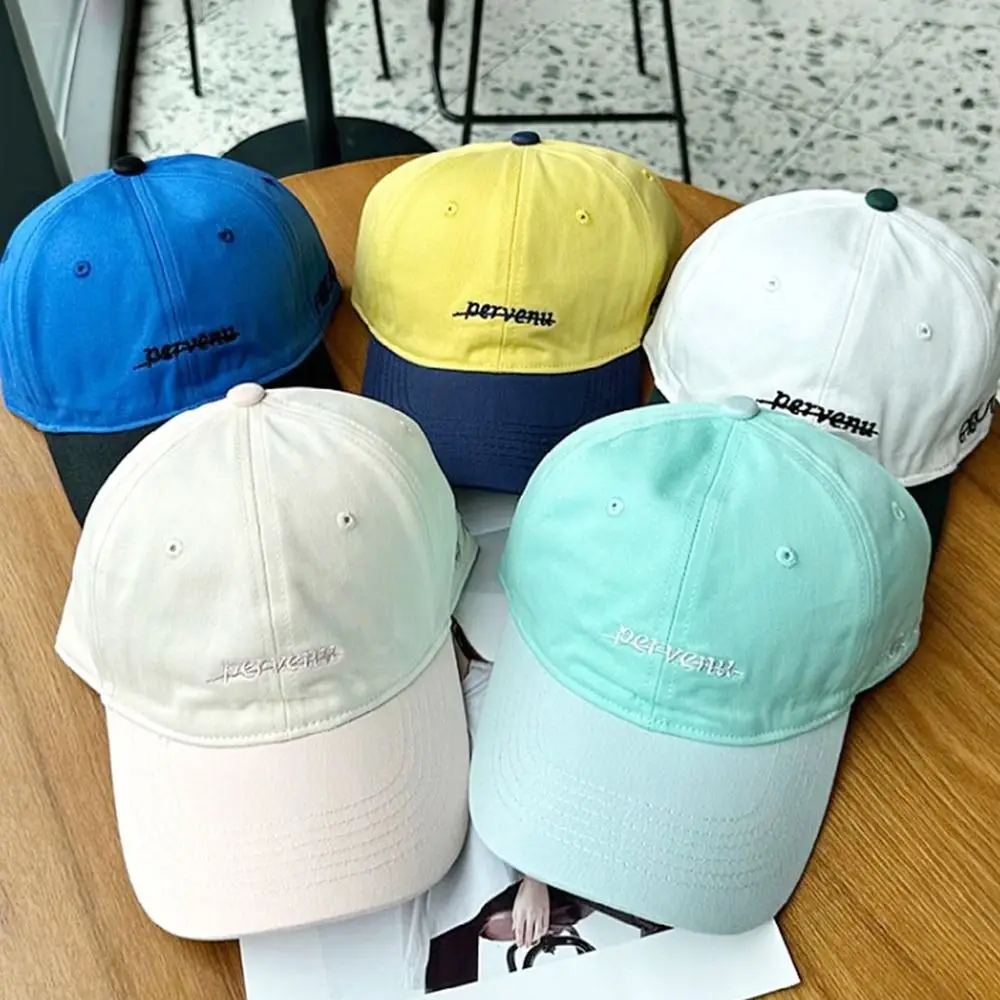 

Leisure Splicing Color Baseball Cap Soft Top Letter Embroidery Duck Tongue Hat Versatile Leisure Sun Shading Hat Travel