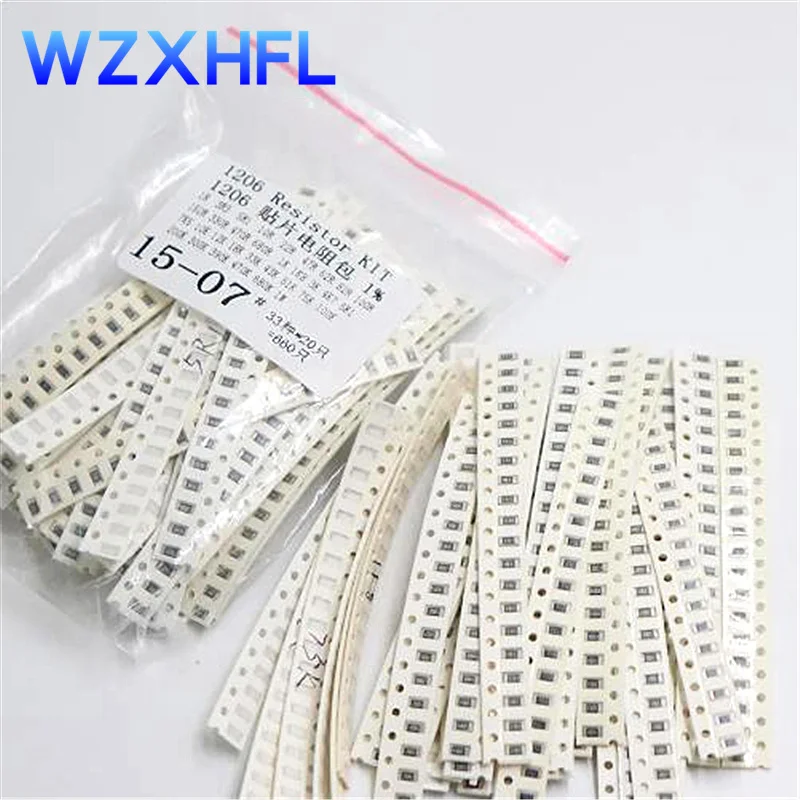 1206 SMD Resistor Kit Assorted Kit 1ohm-1M ohm 1% 33valuesX 20pcs=660pcs Sample Kit