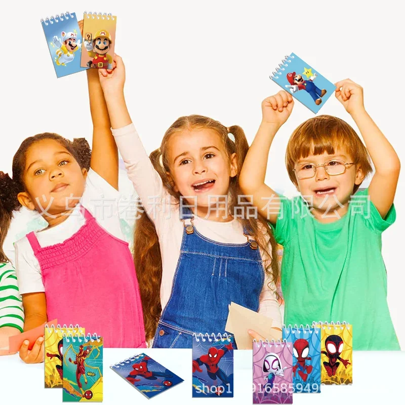 BANDAI 10pcs Super Mario Bros Weekly Planner Notebook Cartoon Mini Notepad Portable Student Journal Stationery Office School