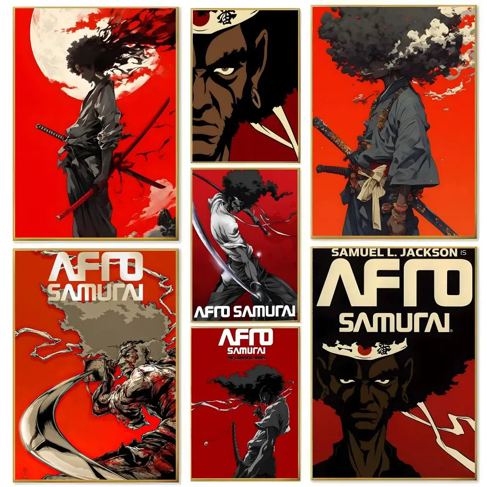 Anime A-Afro S-Samurai Poster Wall Art Print Art Suitable for Living Room Bedroom Bar Parlor Home Decor Gift