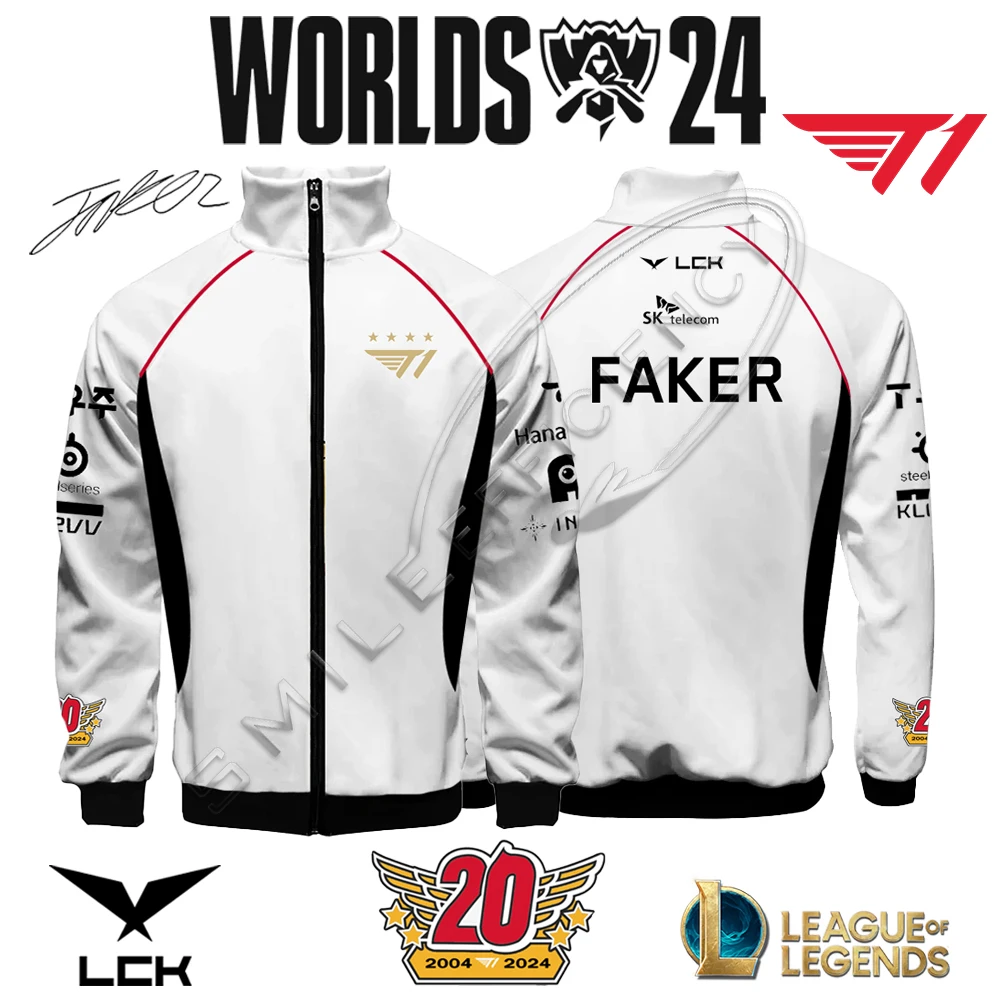 2024 T1 E-Sports Club Global Finals Limited Jersey-Jacke, Faker-Fans unterstützen Modemantel, League of Legends-Spiel, trendige Kleidung