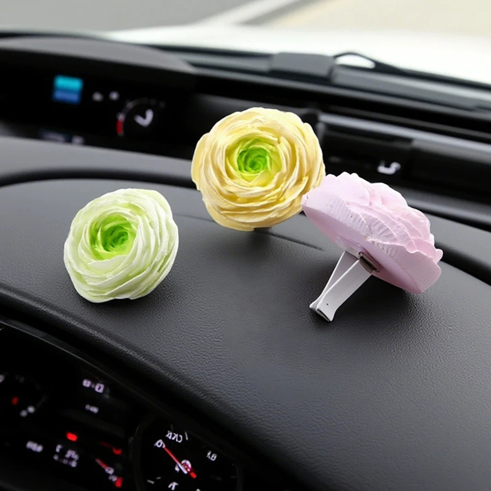 1Pc Car Perfume Clip - Flower Air Outlet Decoration, Aromatherapy Gypsum Tablets with Essential Oil Car Air Freshener