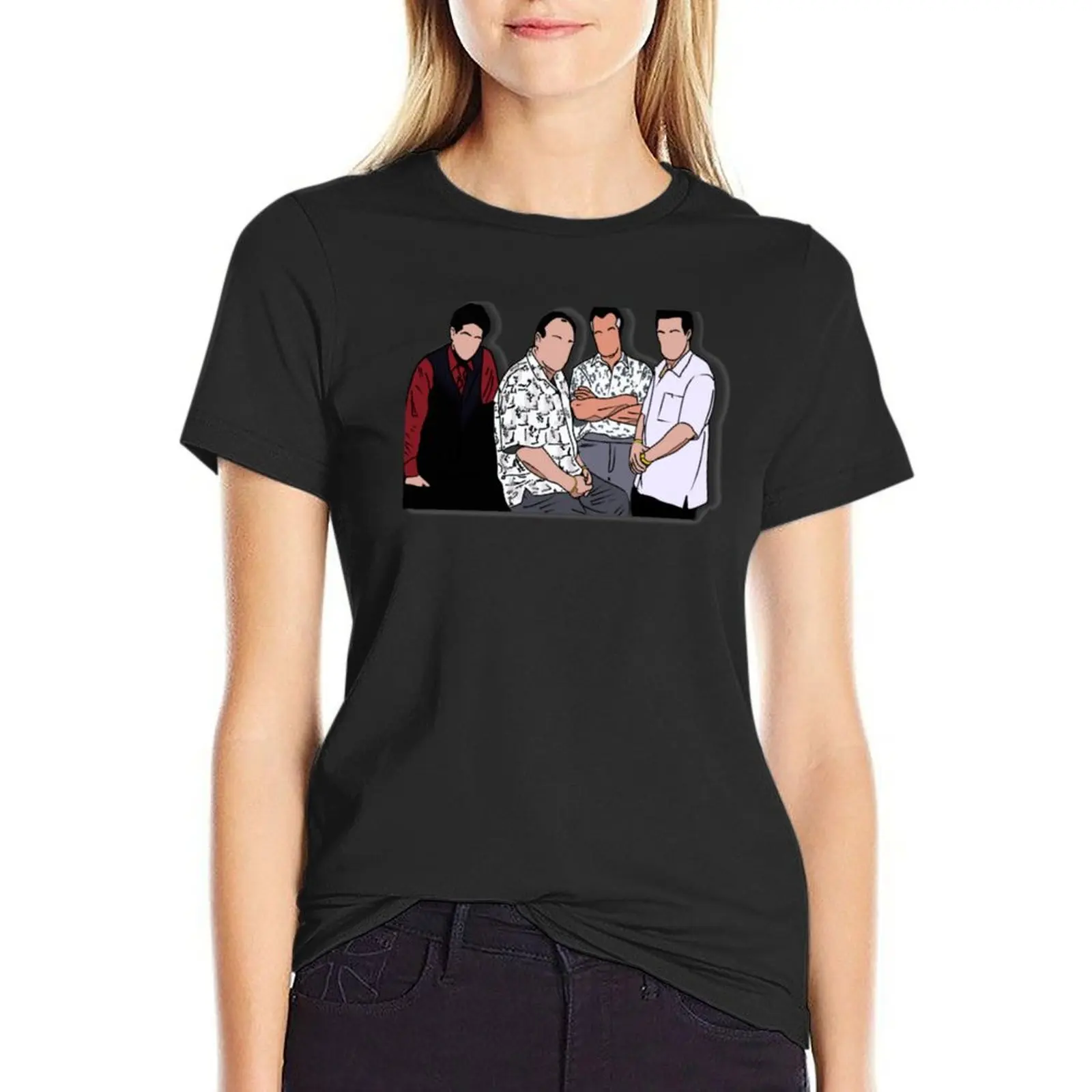 The Sopranos hand drawn stylised characters T-Shirt customs design your own cute tops t-shirts for Women loose fit