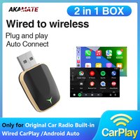 Wireless CarPlay Plug and Play Wired to Wireless CarPlay Android Auto for OEM Wired CarPlay Dongle 2in1 Type-C USB Mini Adapter