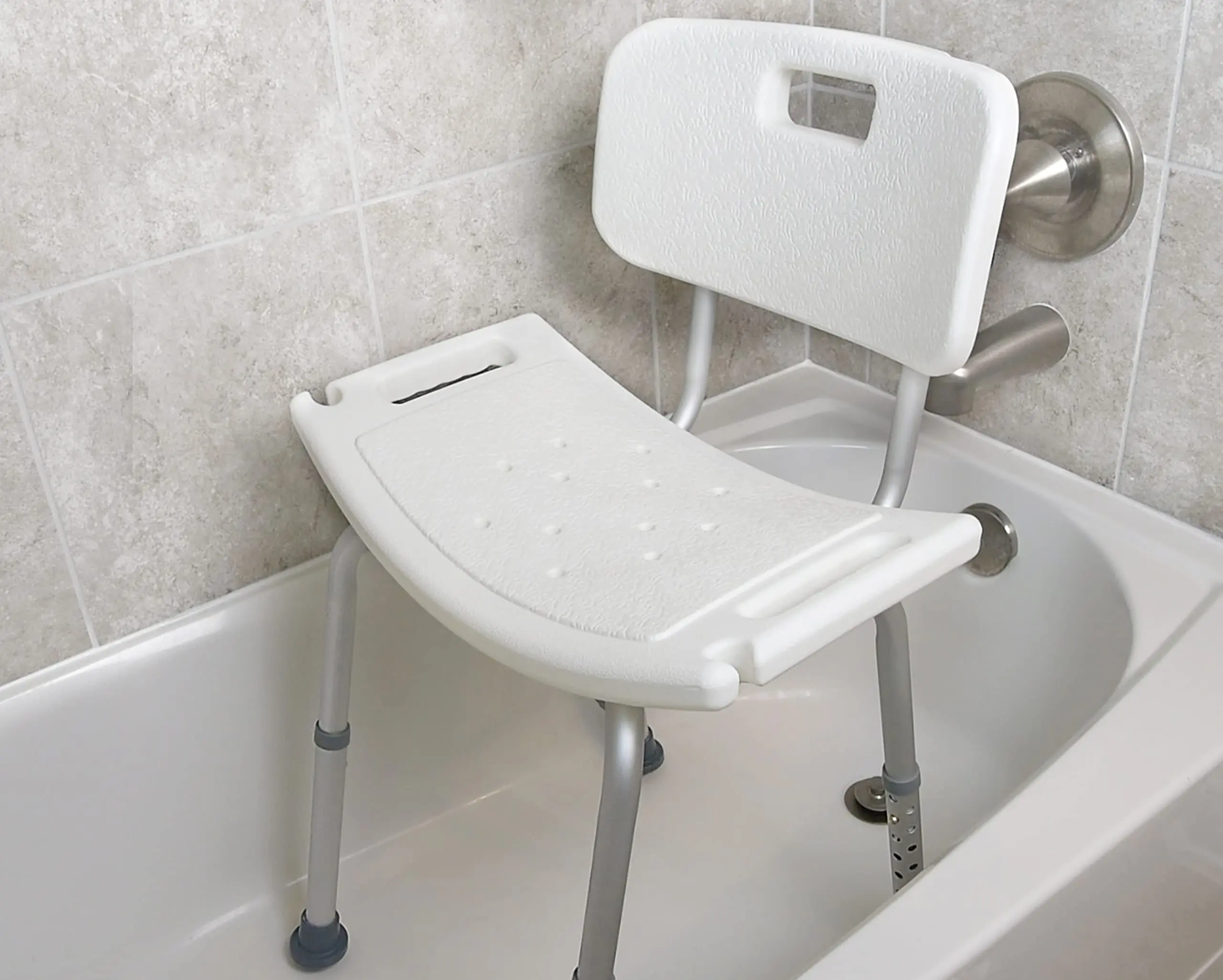 Tool-Free Adjustable Shower Stool for Tub - usage example