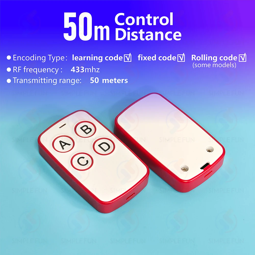 433Mhz Clone Remote Control 4-keys Copy Transmitter Garage Door Opener Duplicator Fixed Learning Code Doorhan Nice Came