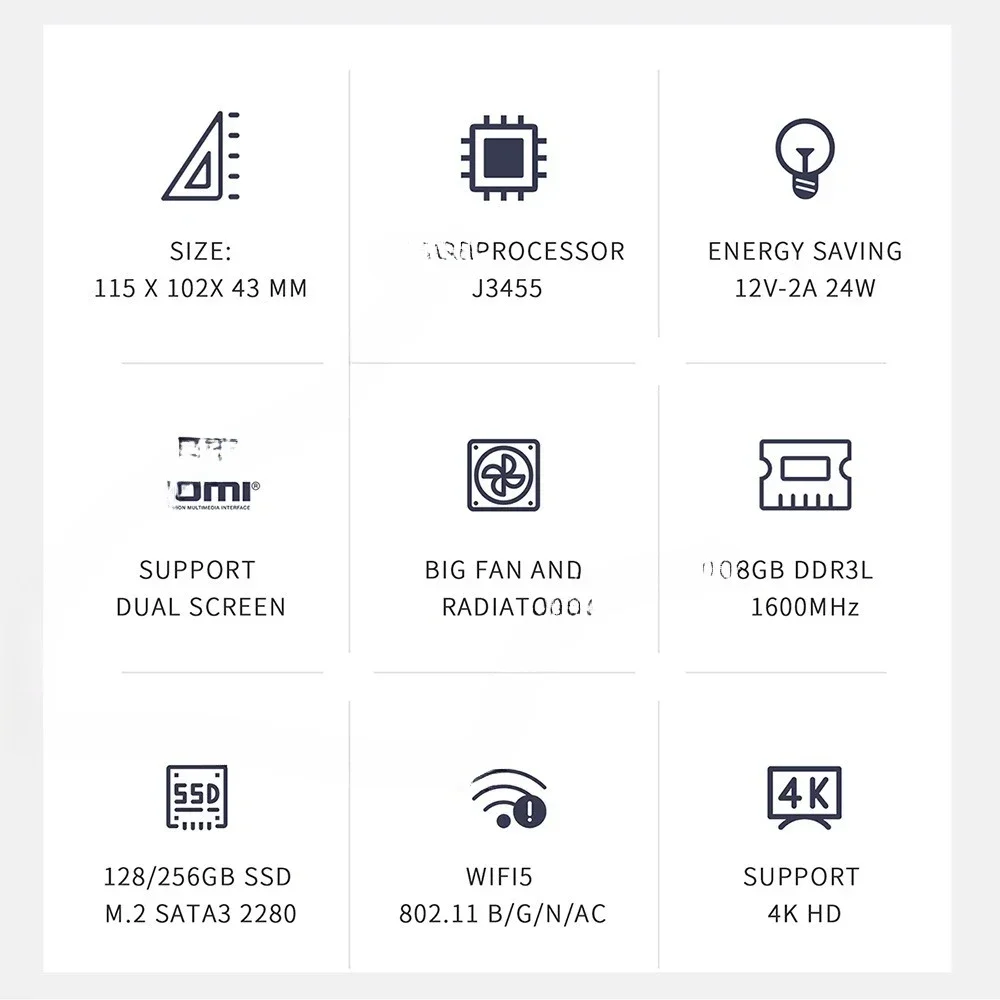 GK35 Mini Host J3345 Quad Core Win10/11 Office Cine Ma Ga Me Port Able MiniPC