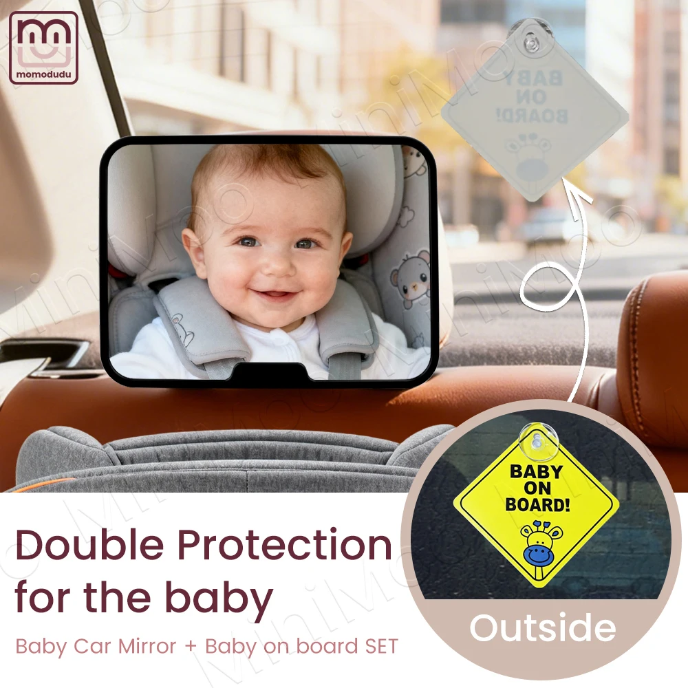 

Crash-Tested 360° ° Детское автомобильное зеркало, небьющееся с панорамным видом для мониторинга заднего обращения без беспокойства