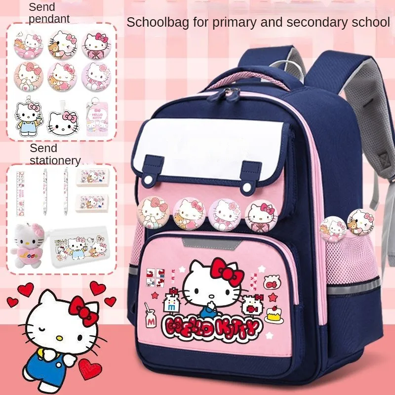 

Sanrio Hellokitty Girl Portable Burden Alleviation Large Capacity School Bag Mochilas Aestethic Bag Kawaii Simple and Tidy Bag