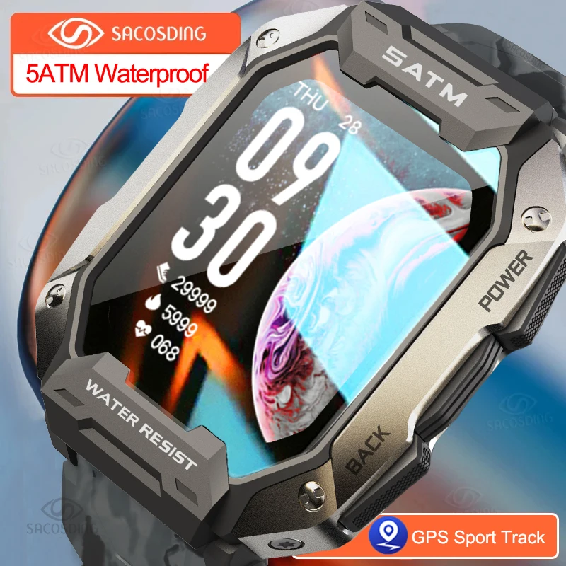 Outdoor Military Watch 5ATM Waterproof Watches Bluetooth Smartwatch Sport For Men Watch 2023 New Clock For Xiaomi realme Huawei