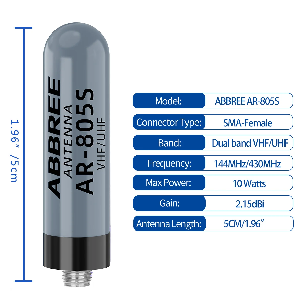 ABBREE AR-805S Walkie Talkie Mini Antenna SMA-Female UHF VHF For Baofeng UV-5R mini UV-21 PRO UV-32 Quansheng UV-K5 8 Ham Radio