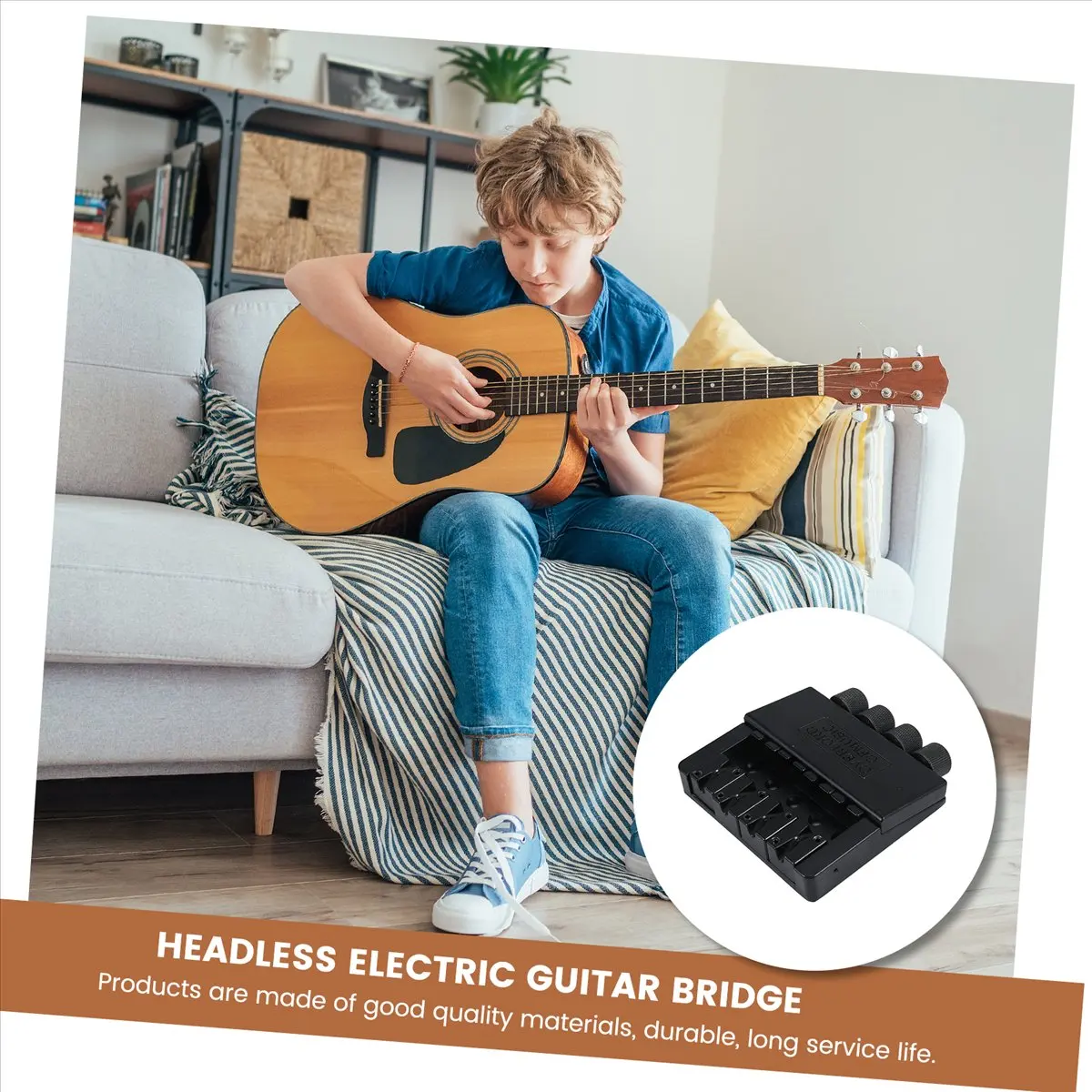 ●1 Set 4 String Headless Bass Guitar Bridge System Electric Bass Part for Headless Electric Bass Replacement