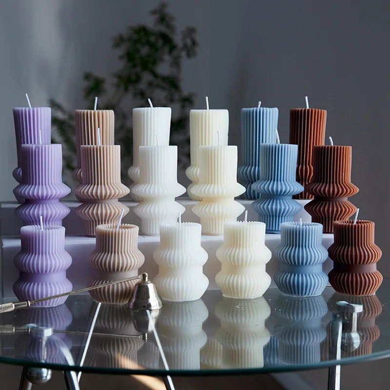 Nordic Geometrically Shaped Candle With A Diameter Of 6cm, Column Wax, Table Arrangement For Atmosphere Decoration
