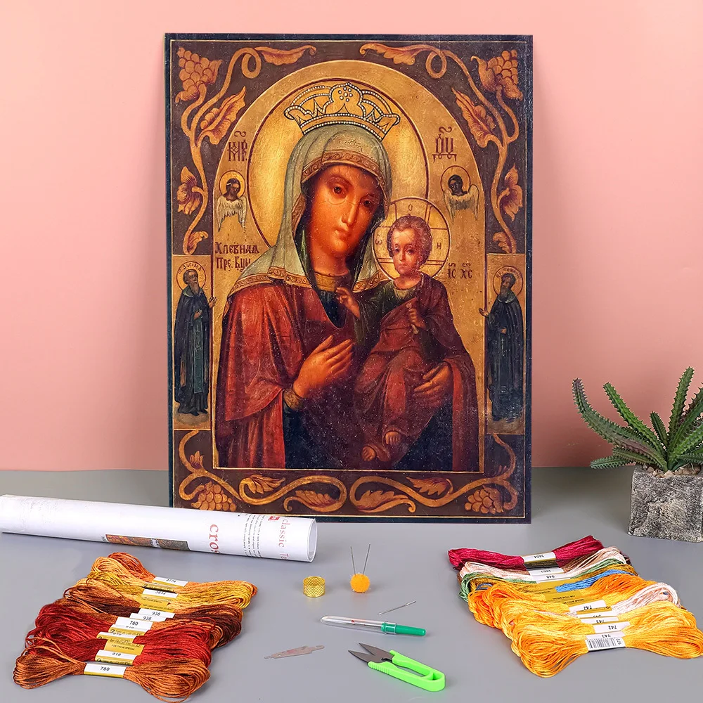 Region Orthodox Icon Printed Water-Soluble Canvas 11CT Cross Stitch Embroidery Patterns DMC Threads Handmade Hobby      Decor