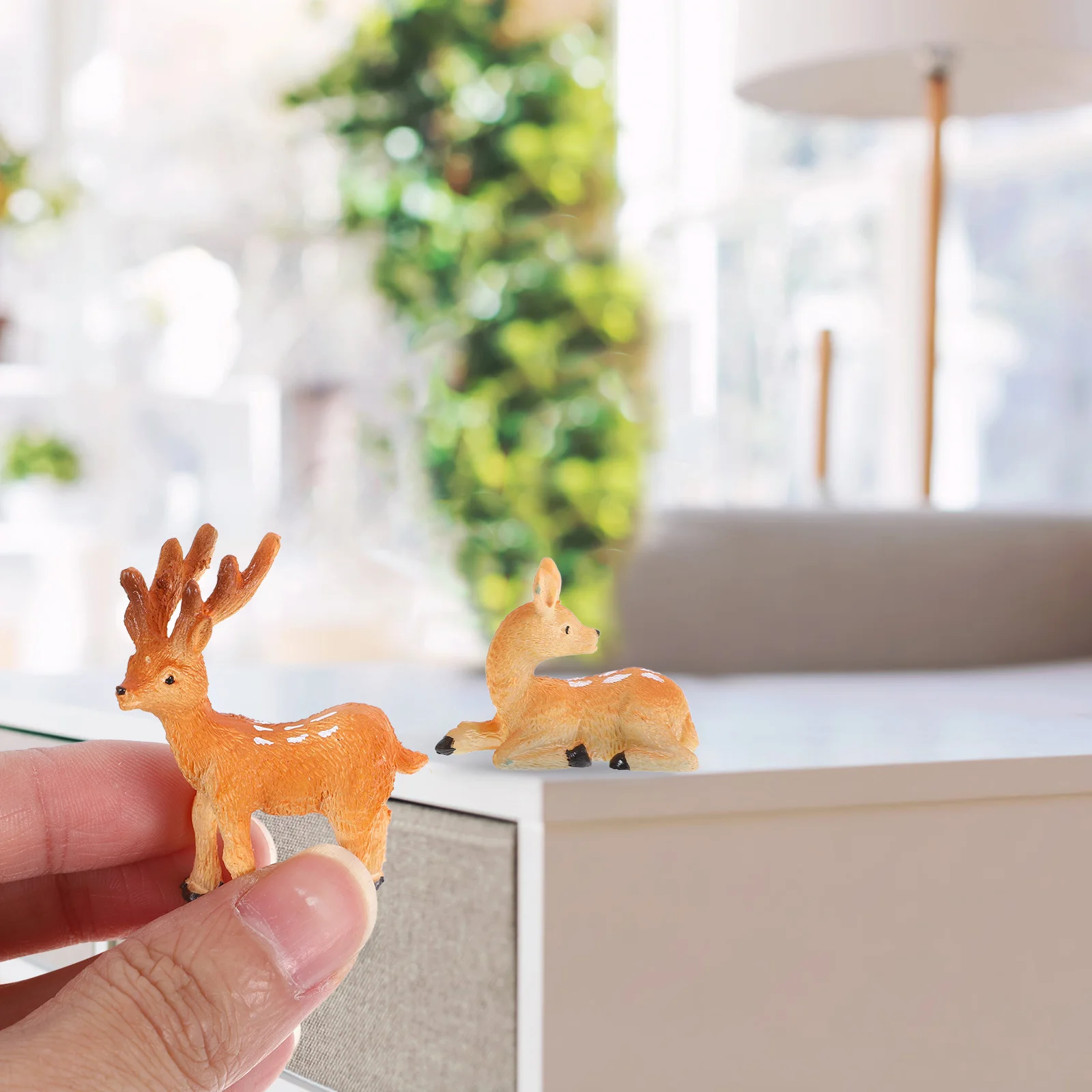 3 uds Mini bonsái Micro decoraciones de paisaje Micro jardín Mini decoración del hogar estatuas pequeñas adorno de ciervo ciervo