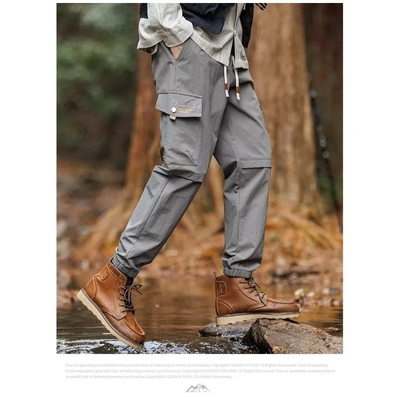 

Summer thin brand ice silk loose tucked feet nine-point sports casual trousers work pants men's pants men y2k Men's Clothing