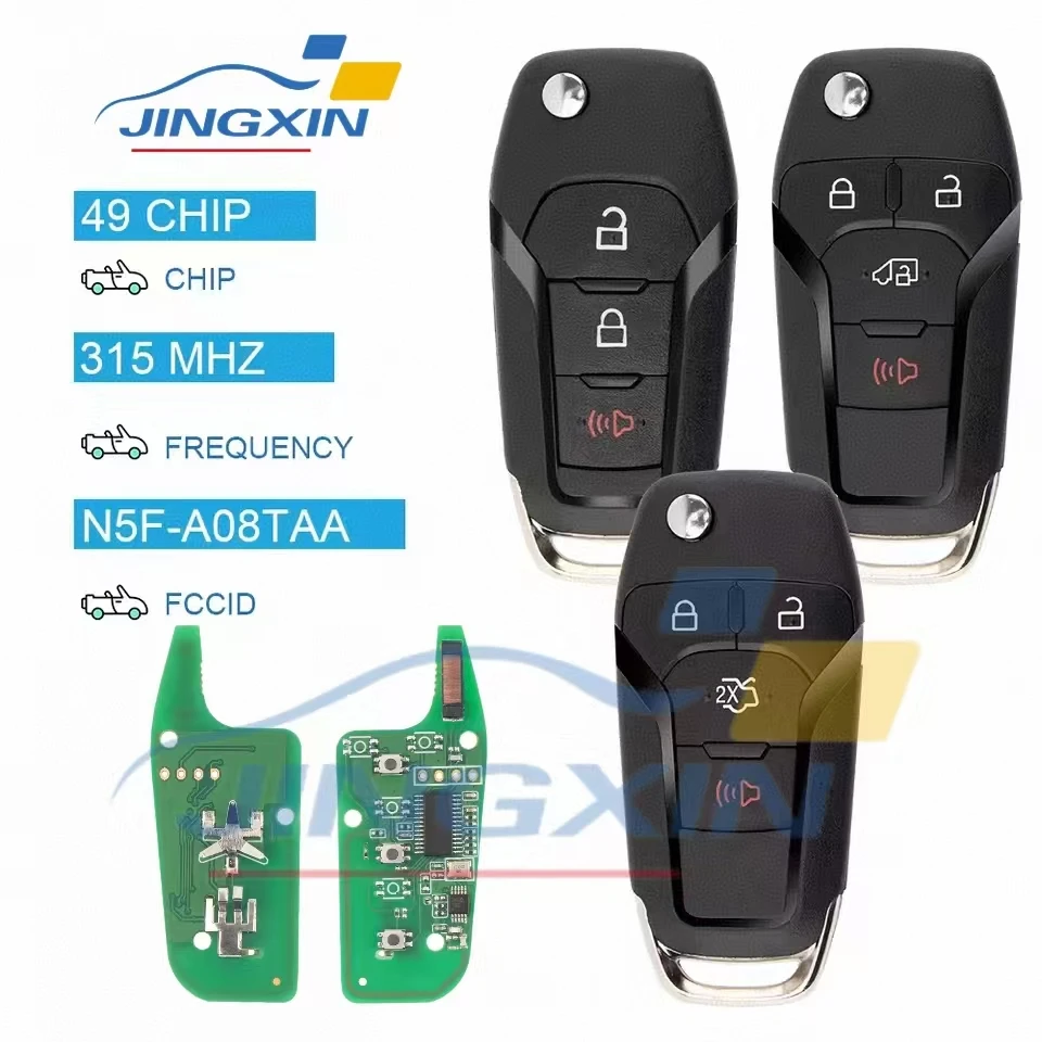 Jingxin Car Remote car Key Fit For Ford F150-F550 Fusion Explorer N5F-A08TAA ID49Chip 315 Mhz Auto Smart Control HU101 Fli logo