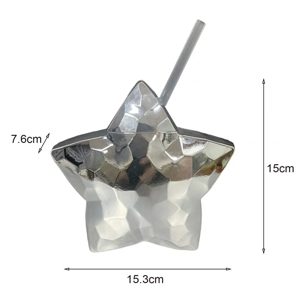 570ml Electroplating Straw Cup With Lid Star Shaped Kettle Drink Water PP Straw Water Bottle Disco Cup Tumbler Birthday Gift