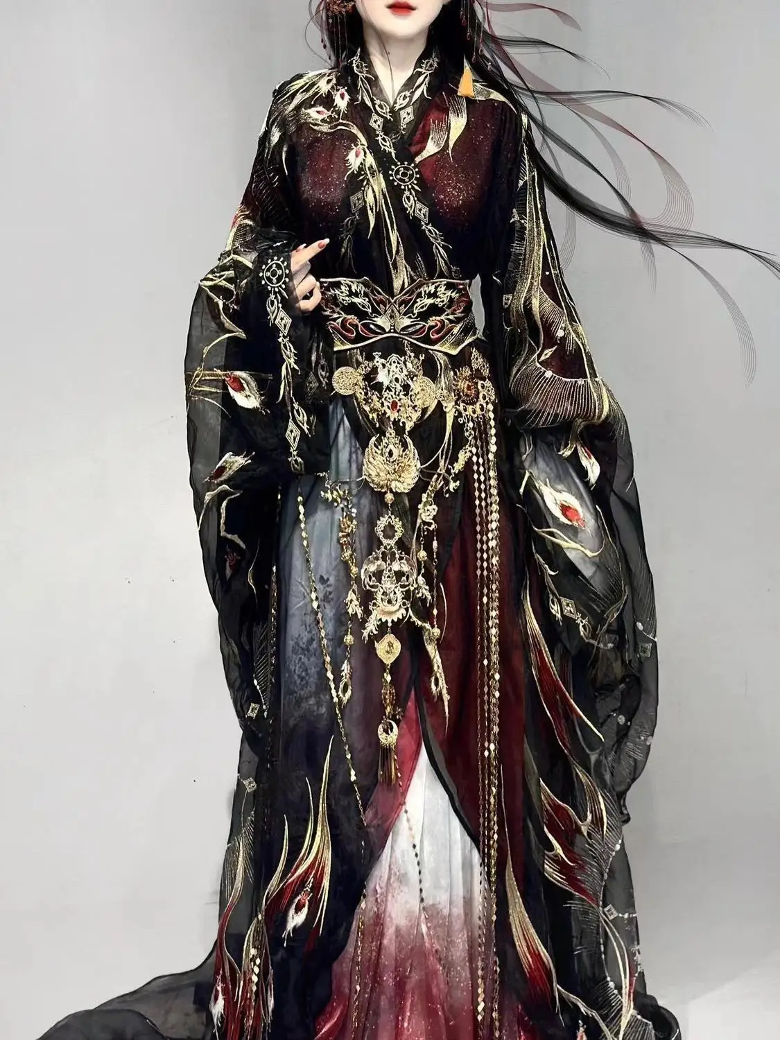 National Style Hanfu Dress Ceremony Show Han Style Xihe Hanfu Improved Warring States Robe Men And Women\'s Heavy Industry Hanfu
