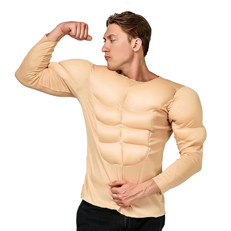 Adult Muscle T-irt loween Fake Abs Par Costume Men's Faion National Stage Performance Clothing Chinese Manufacturer
