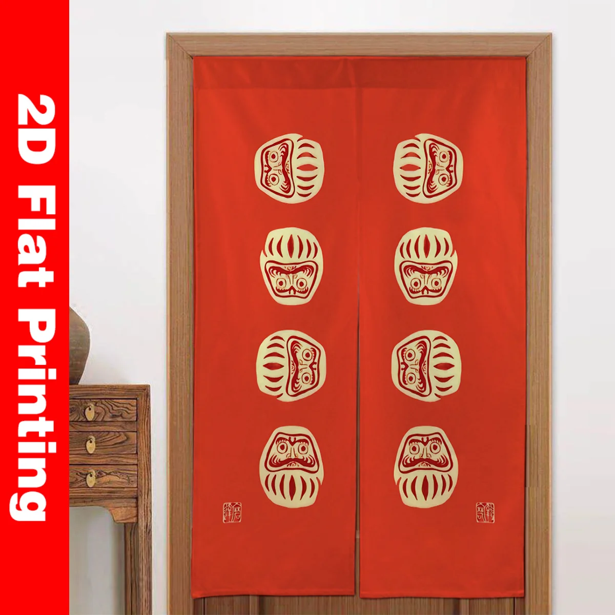 Asian Chinese Door Curtain Noren Manjang Panel Red Tropical Culture Decoration Home Accent Festival Scrollestry Ethnic Decorativ