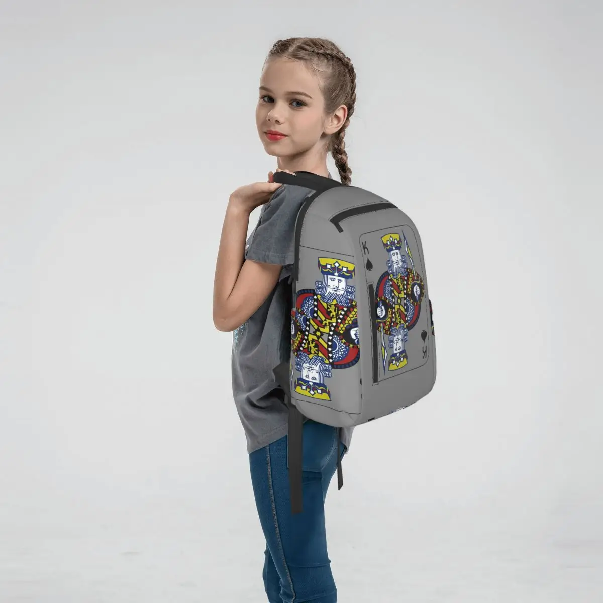King Of Spades Poker Playing Card Backpack Large Capacity Boys Girls BookBag School Bag Shoulder Bags for Men Women