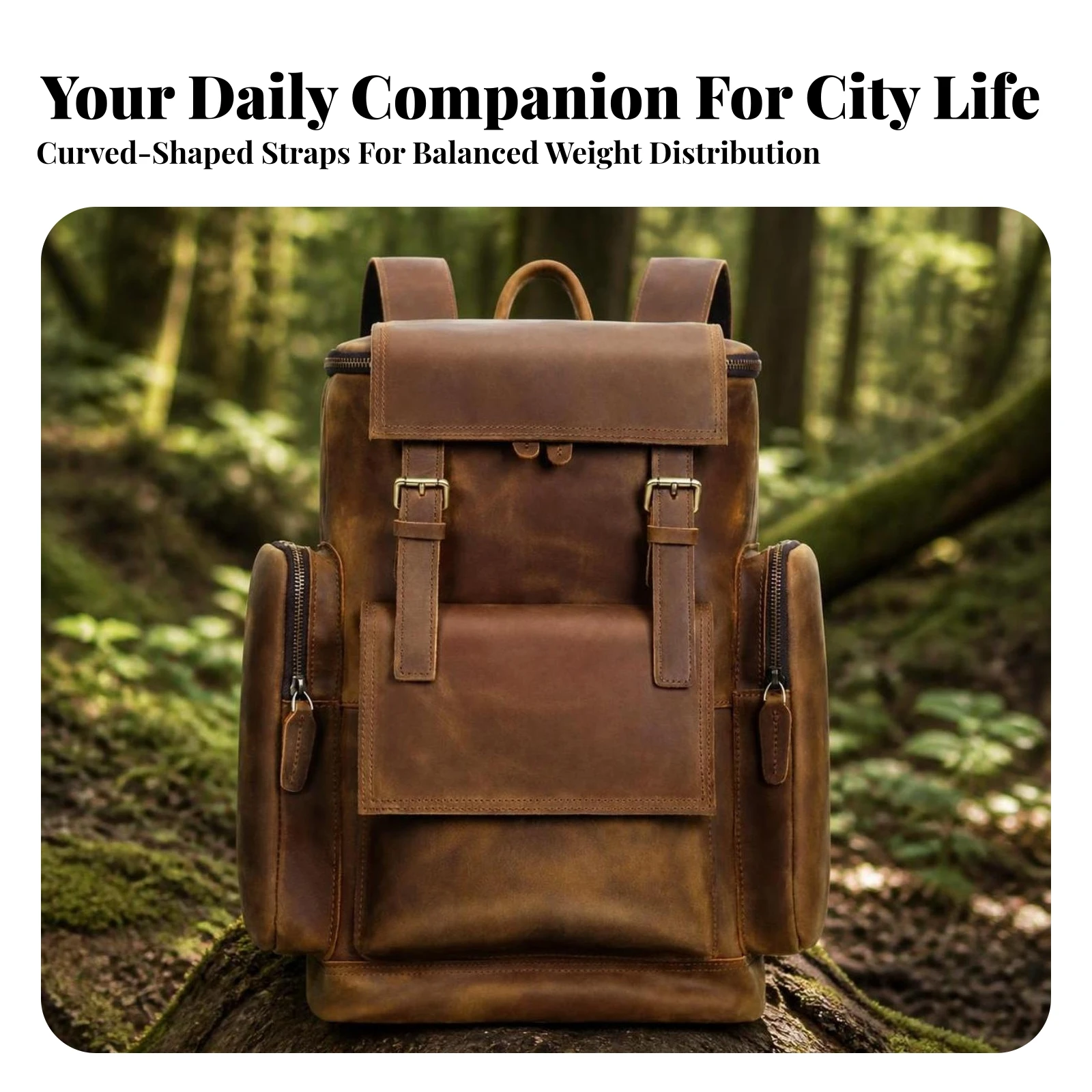 Canvas Backpack with Leather Straps Shock-Resistant Vintage Travel Backpack Outdoor Rucksack Adjustable Bag Stylish