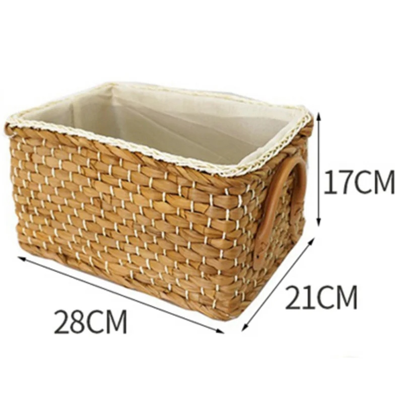 

N04R 4X Manual Woven Storage Basket Handmade Laundry Wicker Baskets Sundries Organizer Clothes Toys Container White