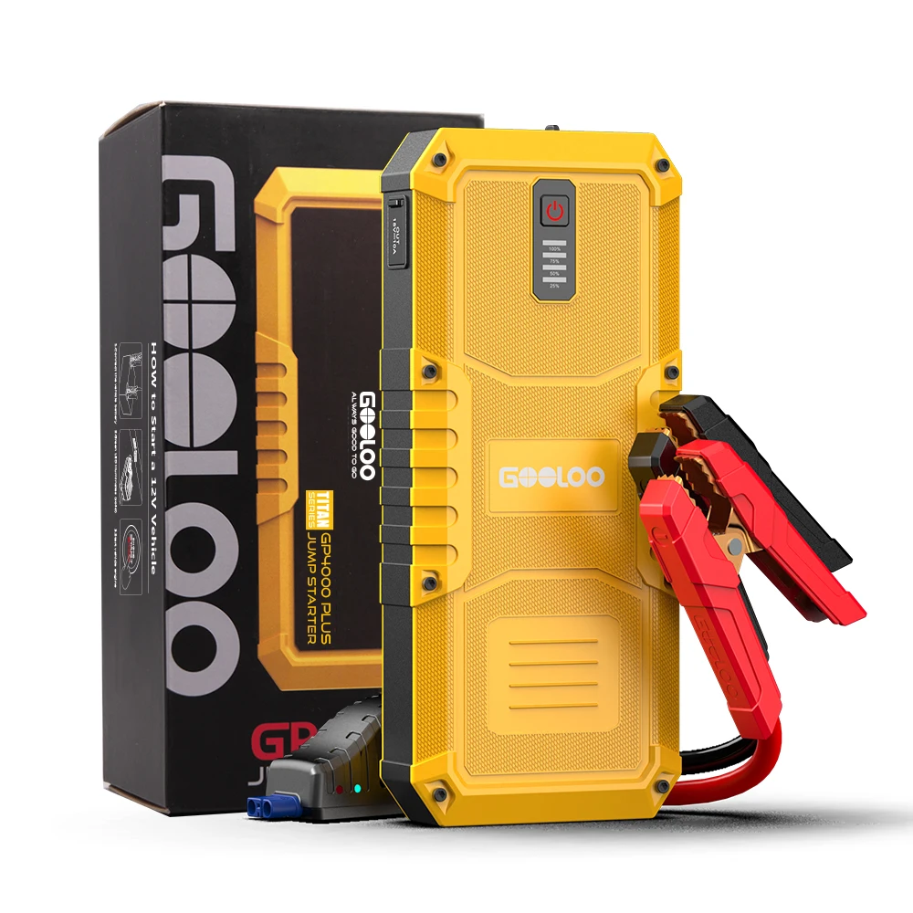 GOOLOO GP4000 PLUS 4000A 12V Portable Car Jump Starter, SuperSafe Lithium Battery Booster Pack, Spark-Proof with LED Light, for All Gas & Up to 10.0L Diesel Engines