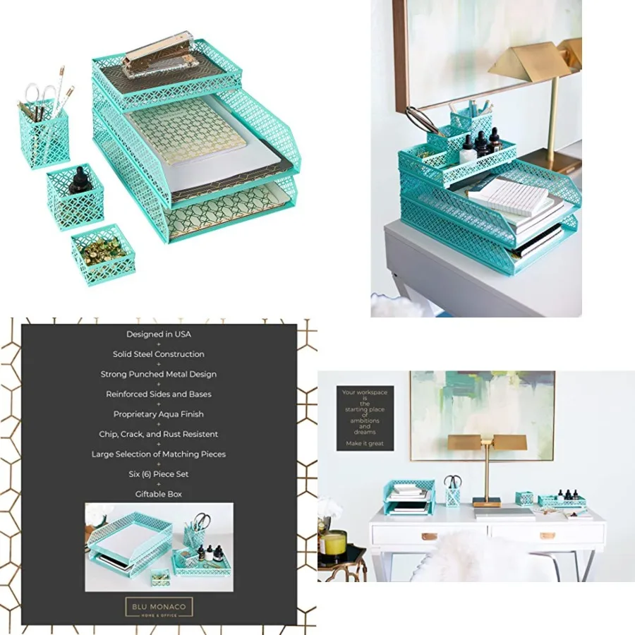

Desk Organizer Set for Women 6 Pcs Mail Sorter Organizer Countertop with Letter Sorter for Desk Standing File Organizer with Me